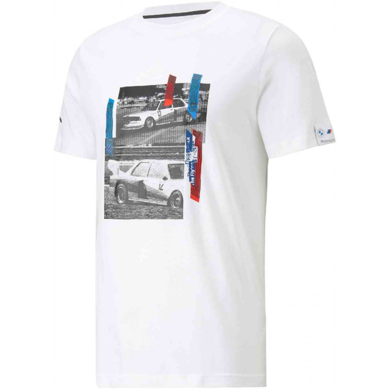 BMW M Motorsport Auto Grafik T-Shirt Herren weiß