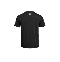 Rückansicht des schwarzen BMW Motorrad GS T-Shirts mit kleinem symmetrischen GS Licht-Icon im Nacken.