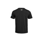Rückansicht des schwarzen BMW Motorrad GS T-Shirts mit kleinem symmetrischen GS Licht-Icon im Nacken.