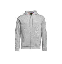 BMW Motorrad Zip-Hoodie Herren Grau Melange mit BMW Motorrad Wortmarke auf der linken Brust