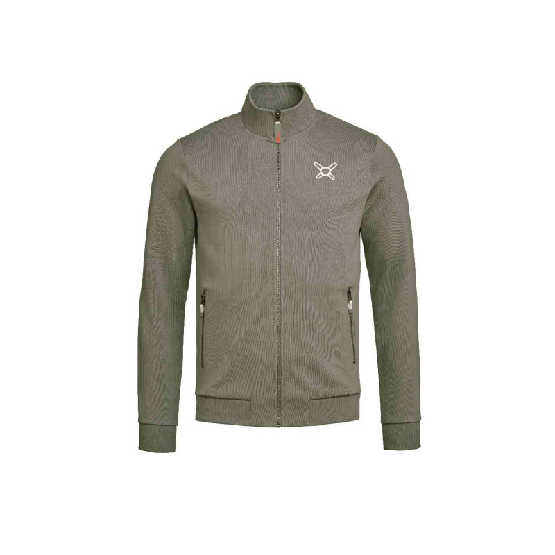 BMW Motorrad GS Trainingsjacke in Oliv mit Reißverschluss und GS Licht-Icon Print.