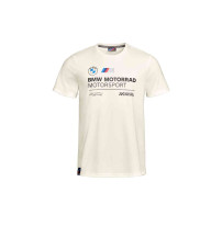 BMW Motorrad Motorsport Herren T-Shirt weiss mit großem RR- und Motorsport-Print auf der Vorderseite.