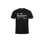 BMW Motorrad Motorsport Herren T-Shirt schwarz mit großem RR- und Motorsport-Print auf der Vorderseite.