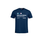 BMW Motorrad Motorsport Herren T-Shirt marineblau mit großem RR- und Motorsport-Print auf der Vorderseite.