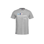 BMW Motorrad Motorsport Herren T-Shirt grau/melange mit großem RR- und Motorsport-Print auf der Vorderseite.