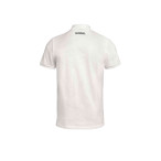 Rückansicht des BMW Motorrad Motorsport Poloshirts in Weiß.
