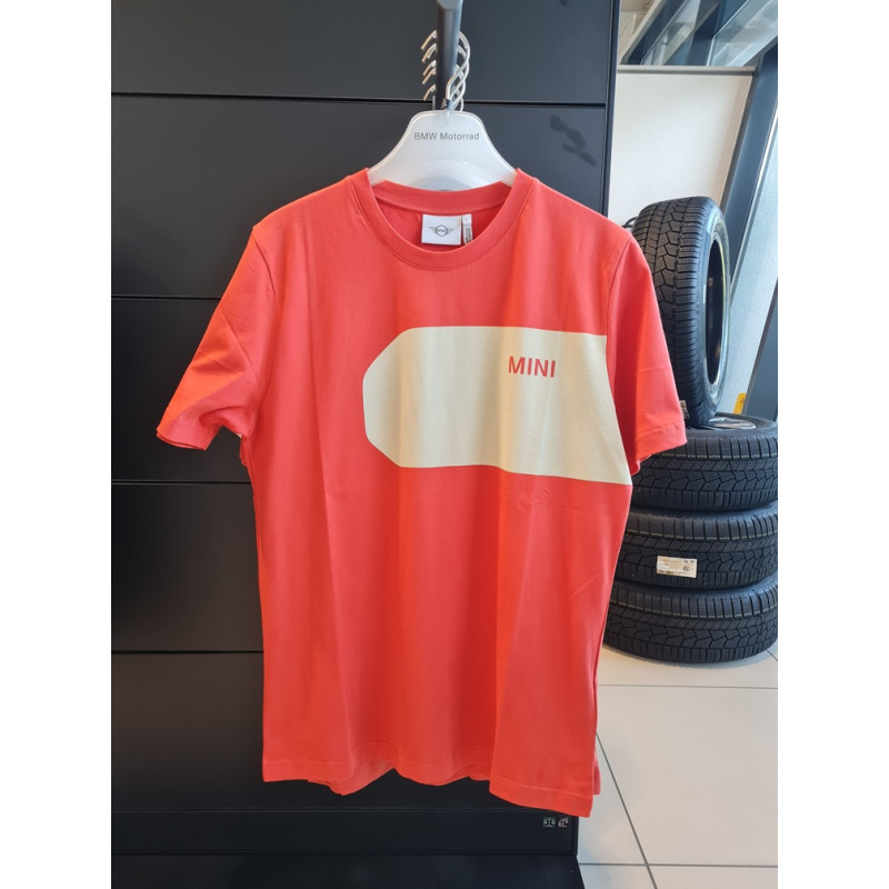 Rotes MINI Herren T-Shirt mit Car Face Detail Print auf der Vorderseite.