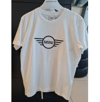 Weißes MINI Damen T-Shirt mit geprägtem MINI Wing Logo auf der Brust