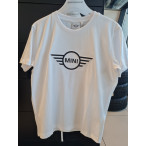 Weißes MINI Damen T-Shirt mit geprägtem MINI Wing Logo auf der Brust