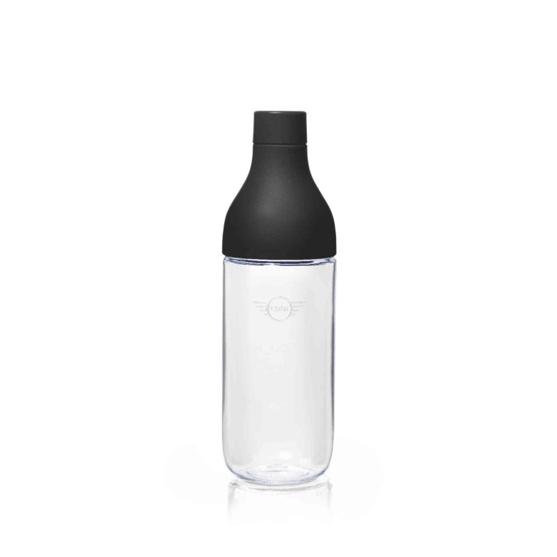 Schwarze MINI Trinkflasche im Colour-Block-Design.