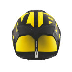 Rückansicht des BMW Motorrad Xomo Carbon Thunder Helms mit markantem Helmdesign.